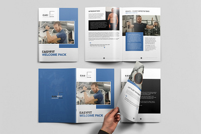 Easyfit welcome pack gym fitness brochure design bifold gym brochure trifold