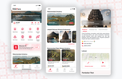 Indonesian Tourism App UI Design app branding design mobile tourism ui
