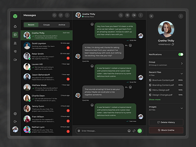 Minimal & Functional Chat Dashboard application design chat chat app chat dashboard chatting clean community conversation dark mode dashboard dashboard design design message message dashboard messenger minimal product design ui design visual design web app design