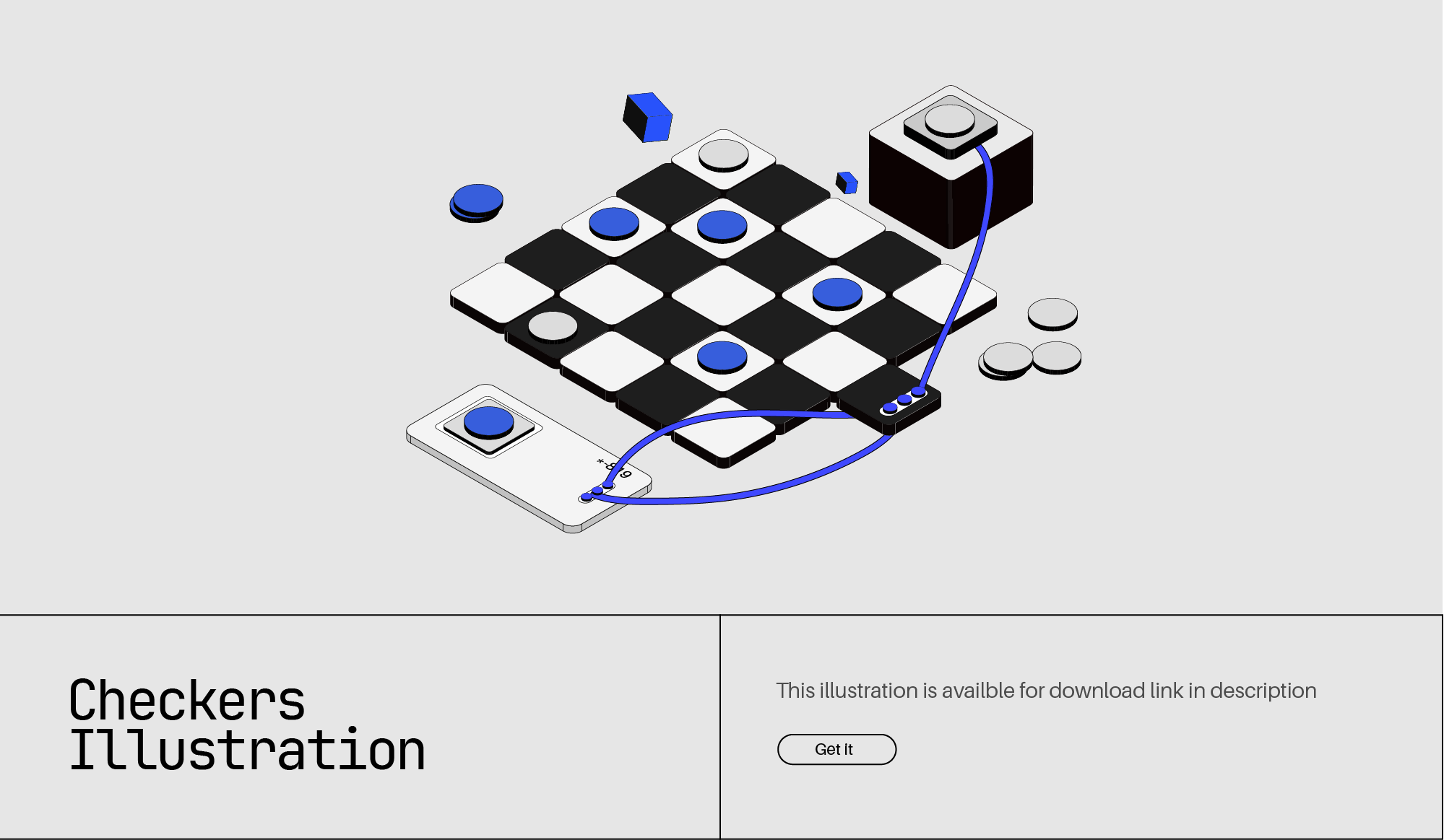 Illustration for a checker player AI illustration isometric illustration