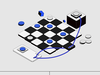 Illustration for a checker player AI illustration isometric illustration
