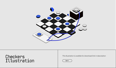 Illustration for a checker player AI illustration isometric illustration