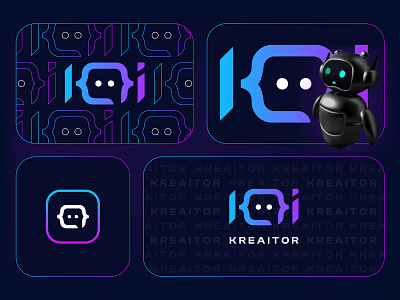 KAI (KreAItor) - Logo Design ai artificial intelligence bot branding business design flat futuristic gradient illustration logo logo design machine minimal robot startup symbol tech technology ui