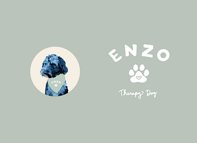 Enzo the Therapy Dog Illustration brand design brand identity branding dog icons dog illustration illustration illustration design logo design logo inspiration pet icon pet illustration procreate therapy dog