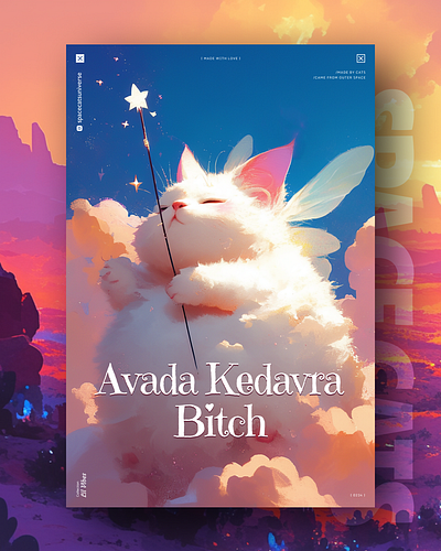 Avada Kedavra [Made with Love] ai branding cat daliy design illustration poster print