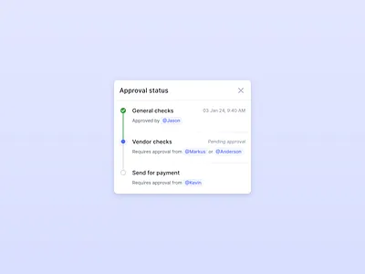 Approval status app approval approve automation design dropdown flat menu minimal modal option popup product product design reject status ui ux web workflow