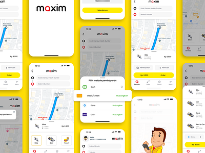 Revamp Digital Payment Features in Maxim App app digital payment logo maxim mobile payment revamp transportation ui uiux ux yellow