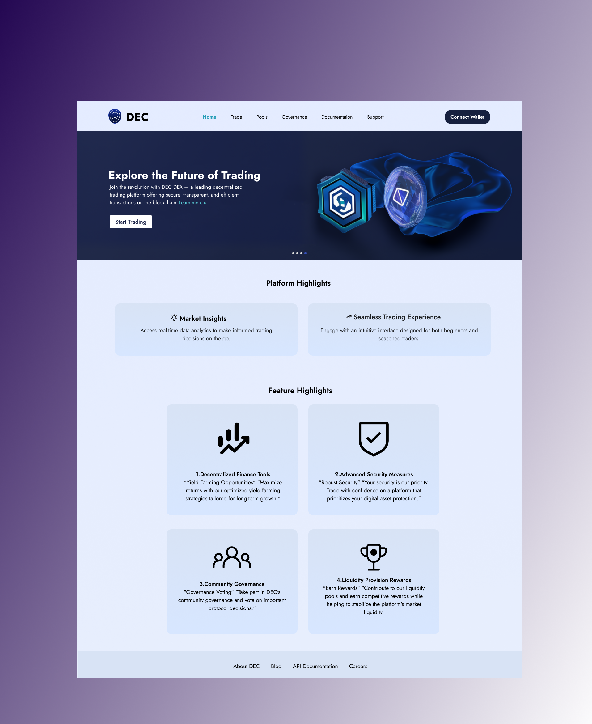 DEX Crypto Decentralized Trading Platform UX UI bitcoin blockchain cryoto cryptocurrency cryptotrading darktheme defi design dex exchange landingpage trading ui uiux uiuxdesign uxui wallet web3 webdesign website