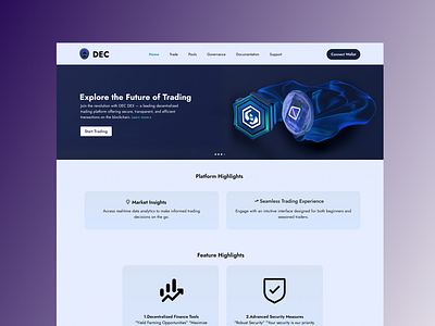 DEX Crypto Decentralized Trading Platform UX UI bitcoin blockchain cryoto cryptocurrency cryptotrading darktheme defi design dex exchange landingpage trading ui uiux uiuxdesign uxui wallet web3 webdesign website