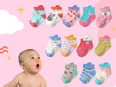 Baby Socks Designs for Social Media baby socks baby socks design graphic design kids socks social media posts socks design