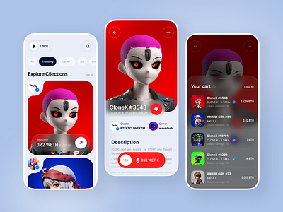 Digital NFT Marketplace - Mobile App app design marketplace mobile mobile app nft ui