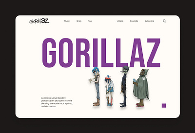 Gorillaz Concept Website concept design gorillaz herosection ui ux webdesign website