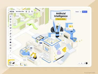 Miro's Product Look-Back: Artificial Intelligence Visualization business visualization collaboration company structure diagram figma graphic design illustration information visualization isometric miro miro board miro board design miro board designer org chart roadmap ui design visual design visualisation visualization workshop