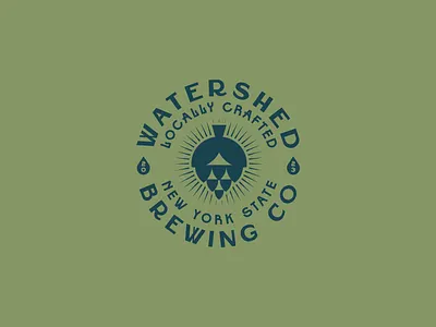Watershed Brewing beer branding craft hops logo new york state water watershed