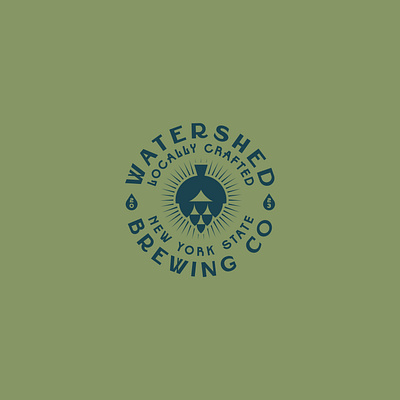 Watershed Brewing beer branding craft hops logo new york state water watershed