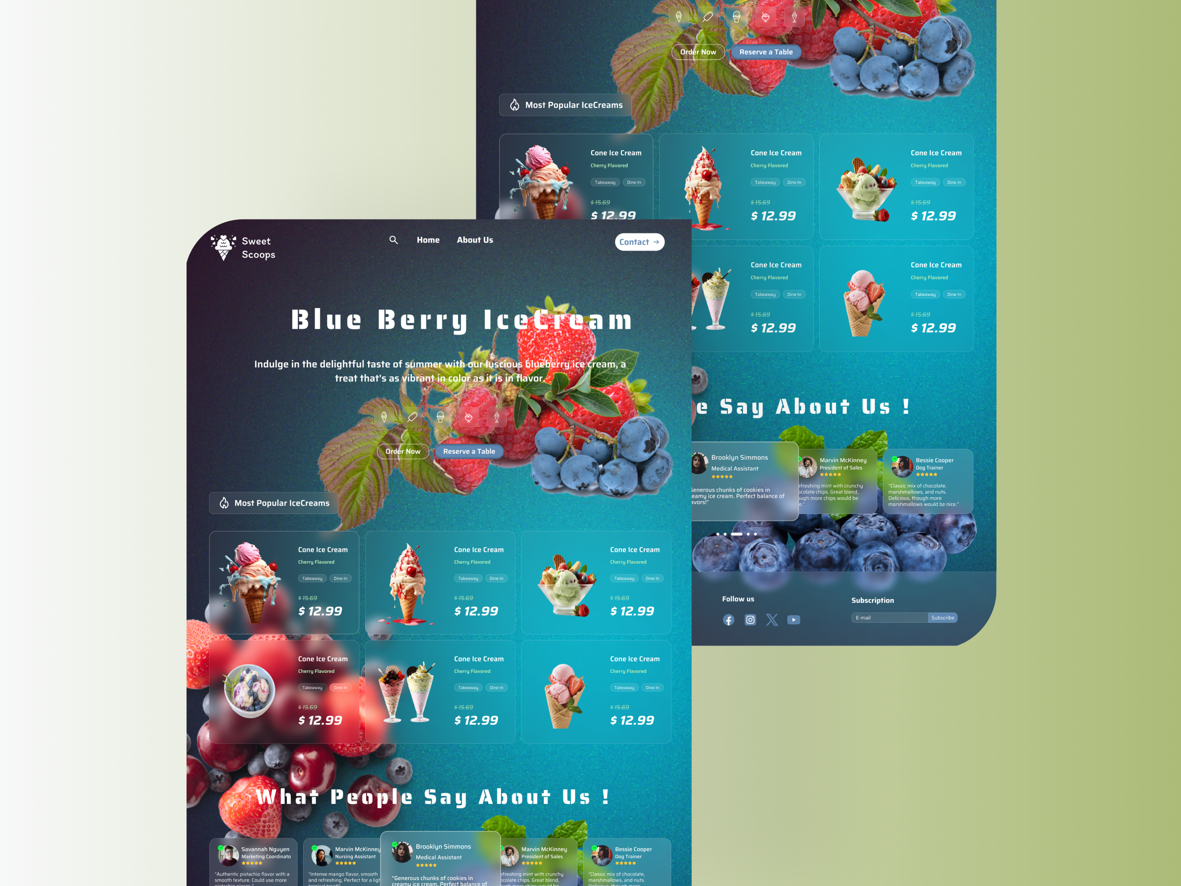 Ice Cream Website Landing UI Design figma figma design icecream website landing landing page landing ui sweetscoops ued ui ui design uid uiux user experience user interface ux website landing page