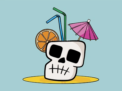 Skull Cocktail Cartoon adobe illustrator apparel design beach party cocktail goth halloween holiday vibes illustration skull stickers vector art vector illustration