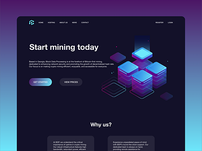 Crypto Mining Website blockchain blockdata crypto cryptocurrency tech ui web design