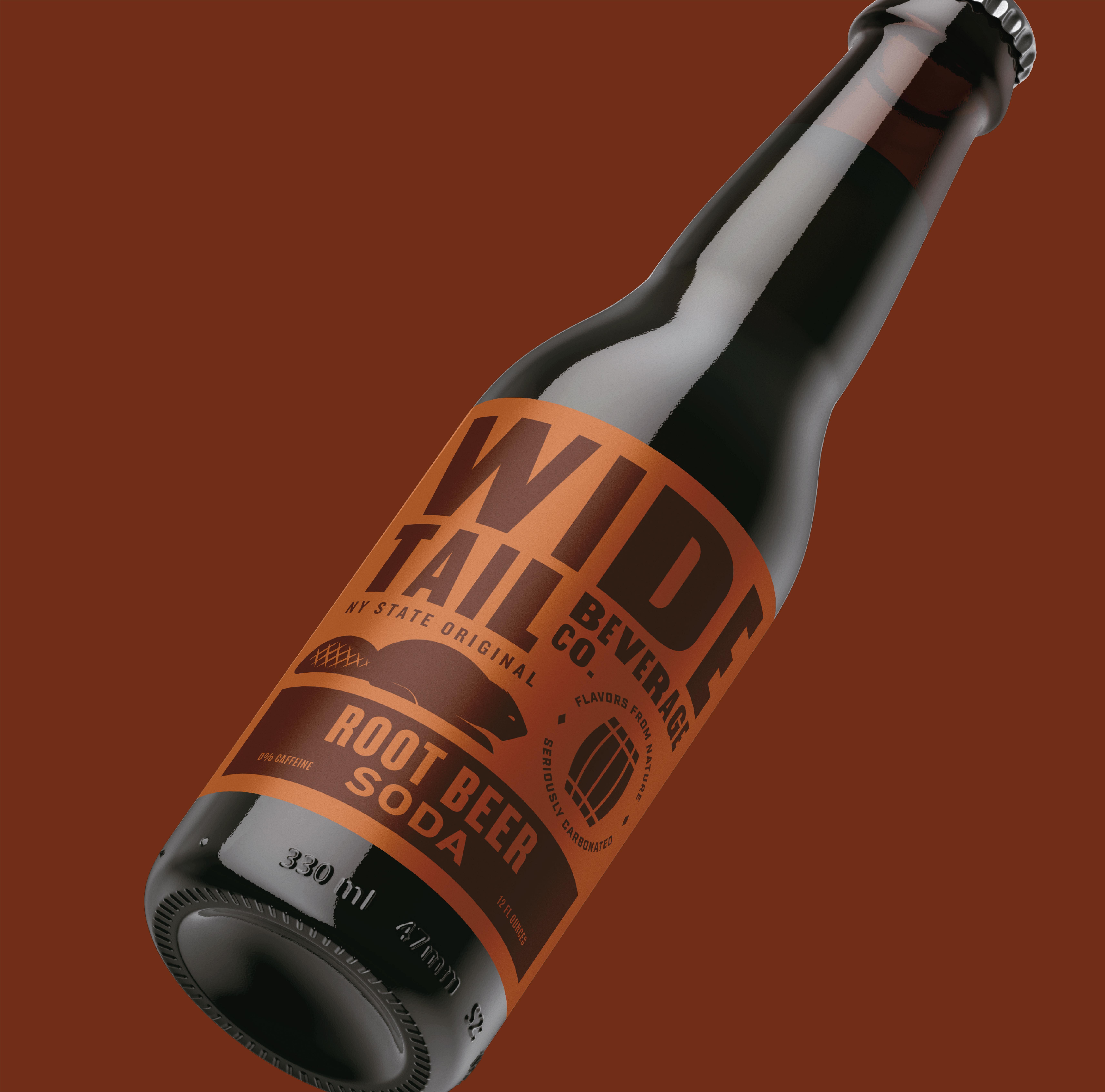 Wide Tail Beverage Co. animal beaver beverage bottle drink package packaging root beer soda tail wide