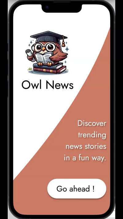 Owl News App animation code clause graphic design internship project owl news ui uiux