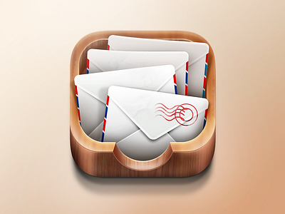 Mail Box iOS Icon 3d icon airmail android icon email envelope icon ios icon letter mail icon mailbox icon postcard icon ui wood wooden box