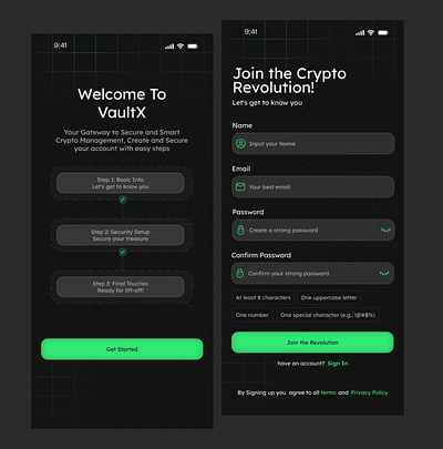 web3 Mobile Signup page appdesign crypto dailyui design illustration product design ui uiux user experience ux web3