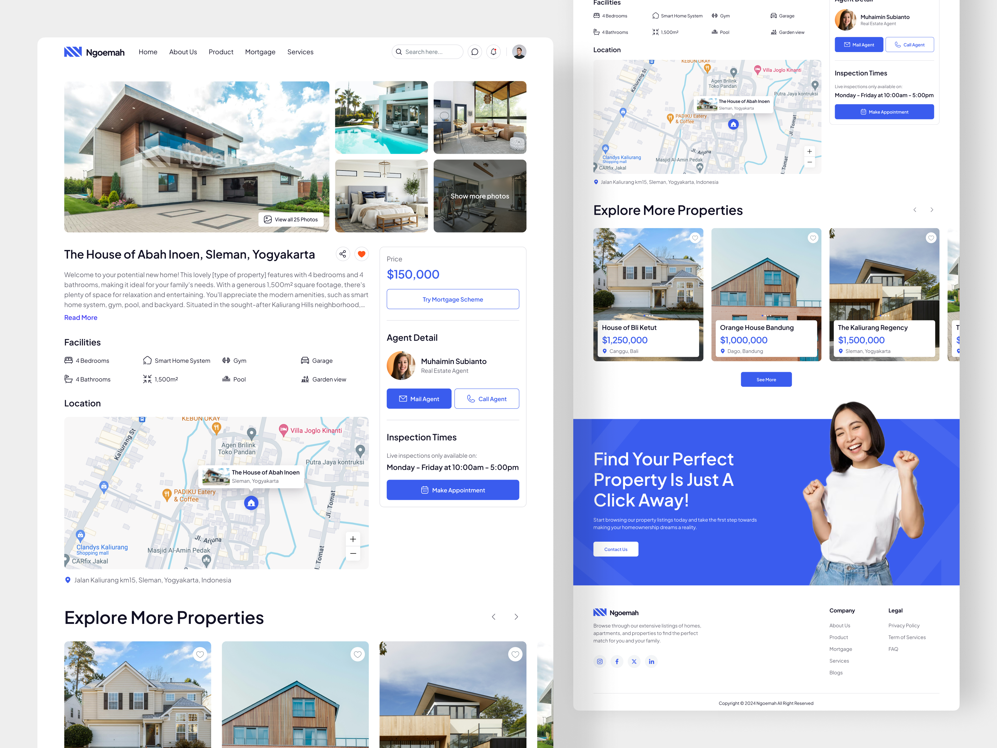 Ngoemah - Property Detail Page animation clean detail page details home landing page listing mortgage product detail property property agency real estate rent residence ui web design website website design