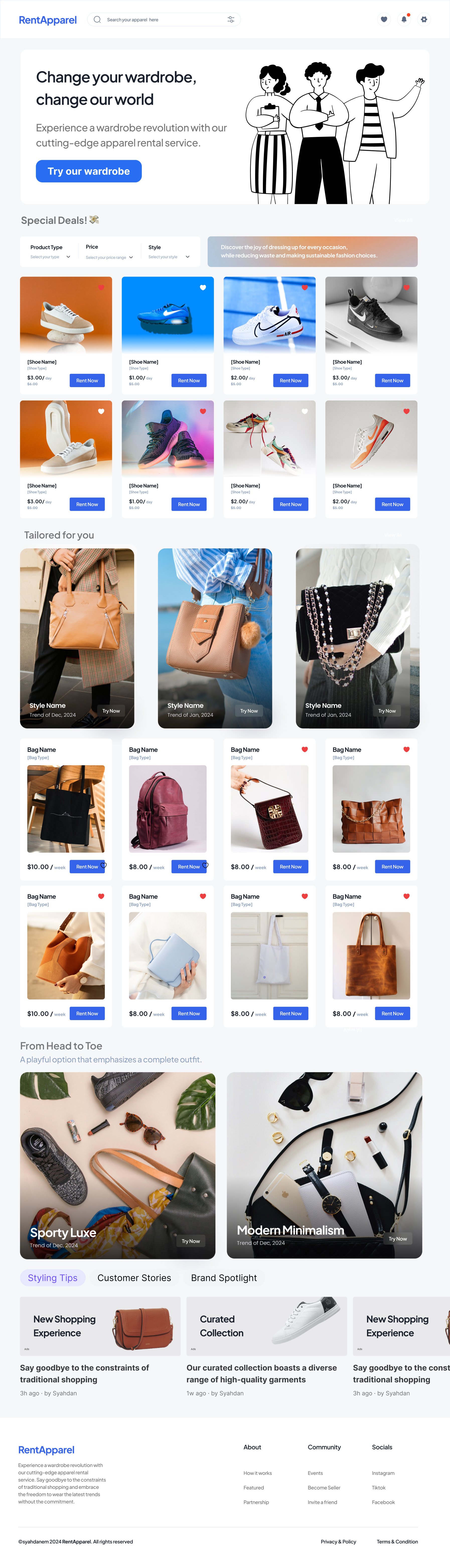 UI Craft - RentApparel Website branding components design figma interface landing page portfolio syahdan ui user experience user interface ux ux design visual design website