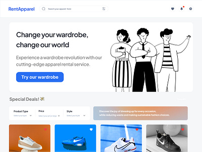 UI Craft - RentApparel Website branding components design figma interface landing page portfolio syahdan ui user experience user interface ux ux design visual design website