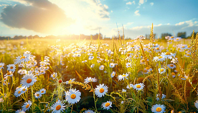 A beautiful, sun-drenched spring summer meadow background background colorful flowers landscape meadow natural photography spring summer sun wild flowers