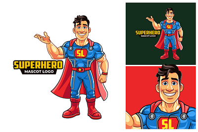 Superhero Mascot Logo animated cartoon comic logo man mascot power strong superhero