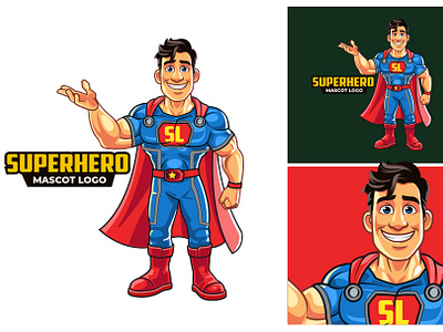 Superhero Mascot Logo animated cartoon comic logo man mascot power strong superhero