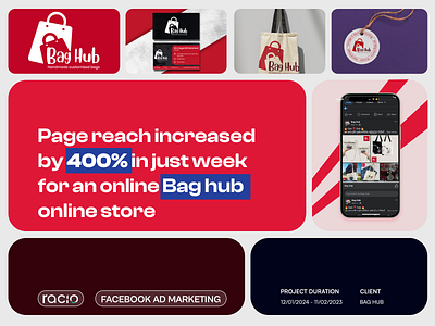 Bag Hub Brand Identity and Facebook Ads ad marketing branding facebook ads graphic design logo social media marketing ui