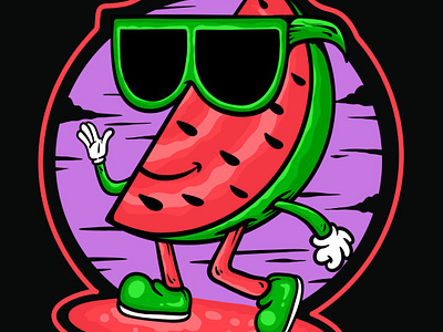 Waterboy badge cartoon cartooncharacter character illustration logo mascot sticker watermelon