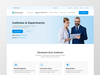 Cleveland Clinic-Healthcare Website Institutes Page Desing cleveland clinic clinic landing page clinic website health healthcare healthcare landing page healthcare website medical medical landing page medical website