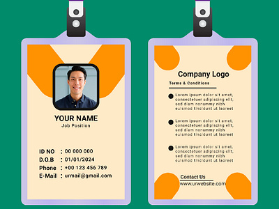 Professional ID Card Design adobe illustrator advertisement branding card design color variation company details contact information creative design design graphic design id card id card print illustration job information logo print print card ui unique id card