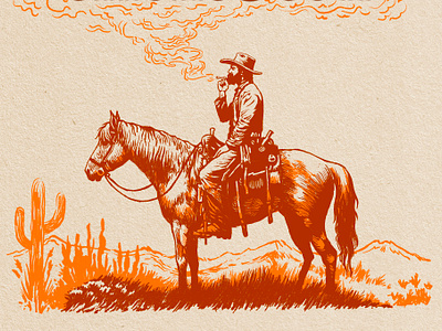Smoking Cowboy T Shirt Illustration apparel cowboy illustration texas tshirt wildwest yukon