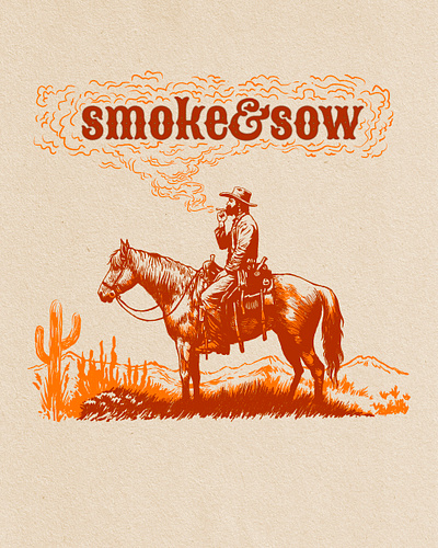 Smoking Cowboy T Shirt Illustration apparel cowboy illustration texas tshirt wildwest yukon
