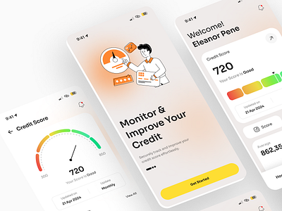 Credify - Credit Score Tracker Mobile App app app design app screen banking banking app credit app credit score finance finance app fintech fintech app mobile mobile app ui uiux ux