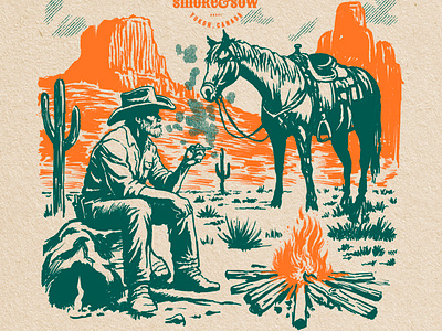 Old Cowboy Smoking T Shirt apparel illustration poster texas tshirt wildwest yukon