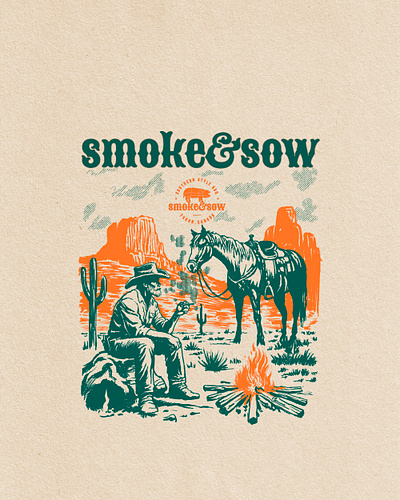 Old Cowboy Smoking T Shirt apparel illustration poster texas tshirt wildwest yukon