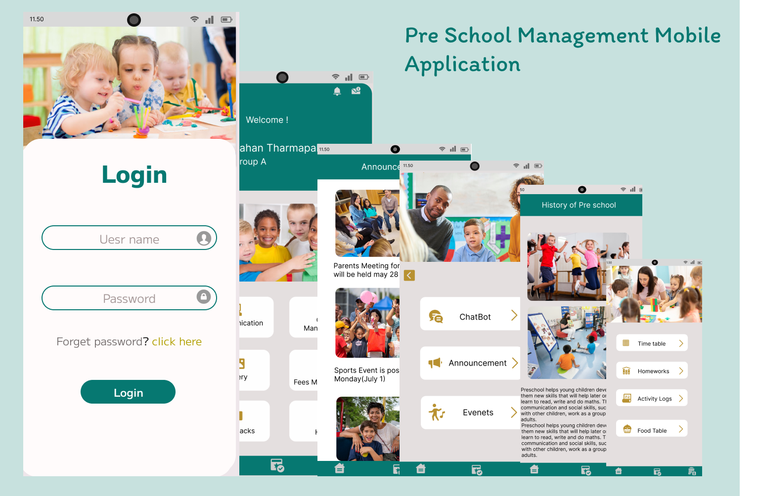 Pre school management application creativity figma illustration