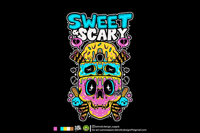 SWEET & SCARY art artwork cartoon character clothing design illustration logo merch