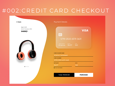 UI Challenge | Day 2 | Credit Card Checkout graphic design ui web design
