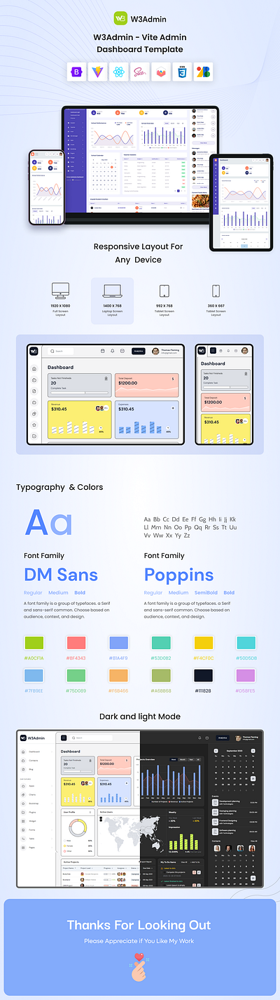 W3Admin - Vite Admin Dashboard Template admin branding creative dashboard design illustration landing page logo product design template templates ui ui design uiux user experience user interface ux design web design website