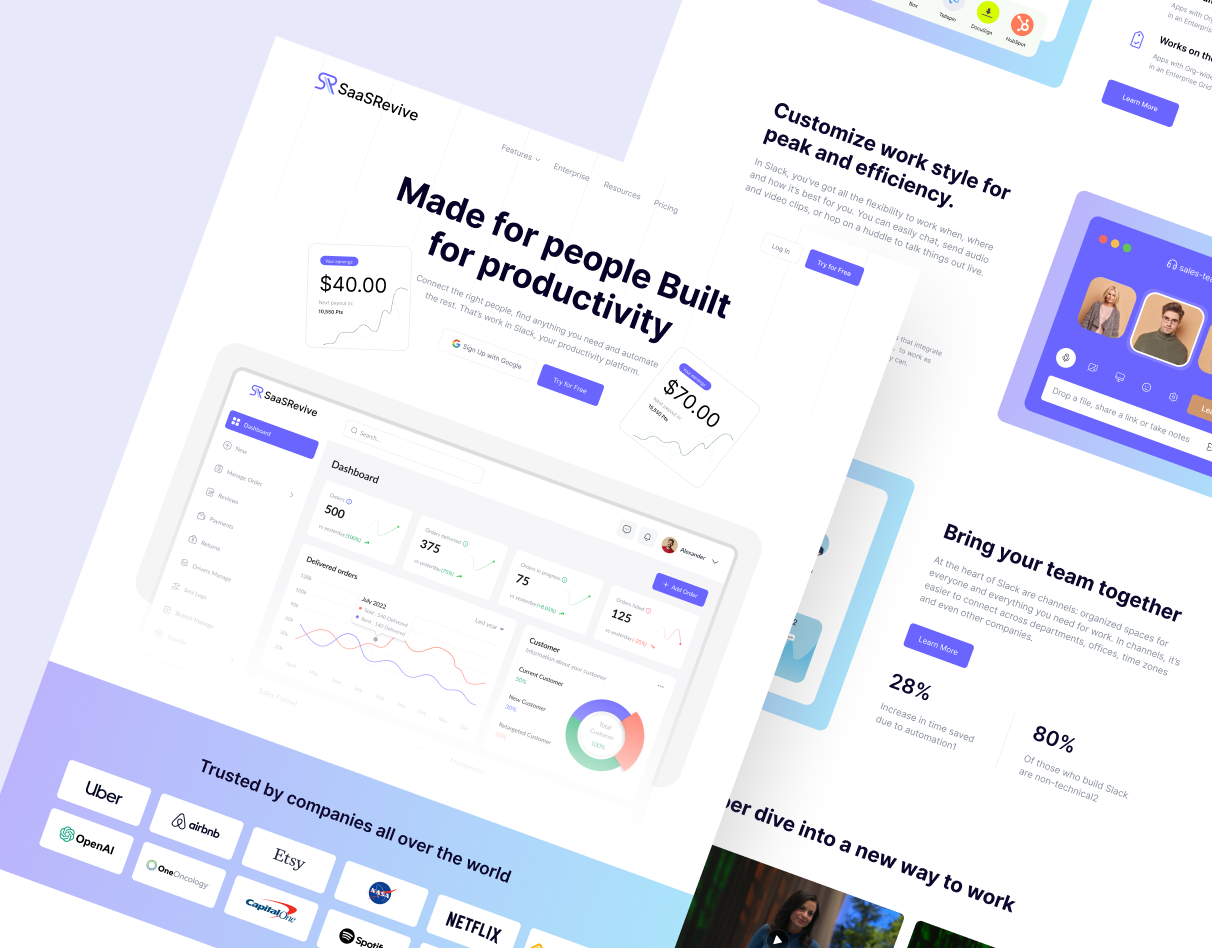 Revive - SaaS Landing Page businesssuccess design landing page minimal ui ui design ux design web design