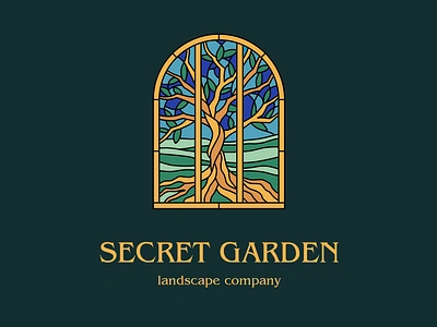 Secret Garden Logo Concept art logo garden logo graphic design landscape logo logo logo design nature logo secret garden logo stained glass logo