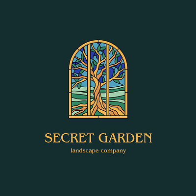 Secret Garden Logo Concept art logo garden logo graphic design landscape logo logo logo design nature logo secret garden logo stained glass logo