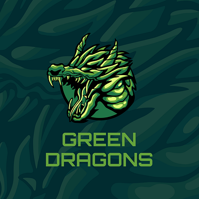 Green Dragons sport team logo art logo dragon logo graphic design logo logo design mascot design mascot logo sport logo sport team logo