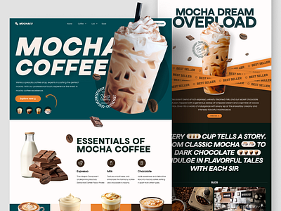 Mocha - Coffee Shop Landing Page cafe clean clean layout coffee coffee shop coffee website design espresso exploration flato landing page latte mocha ui ux web web design web ui website website design